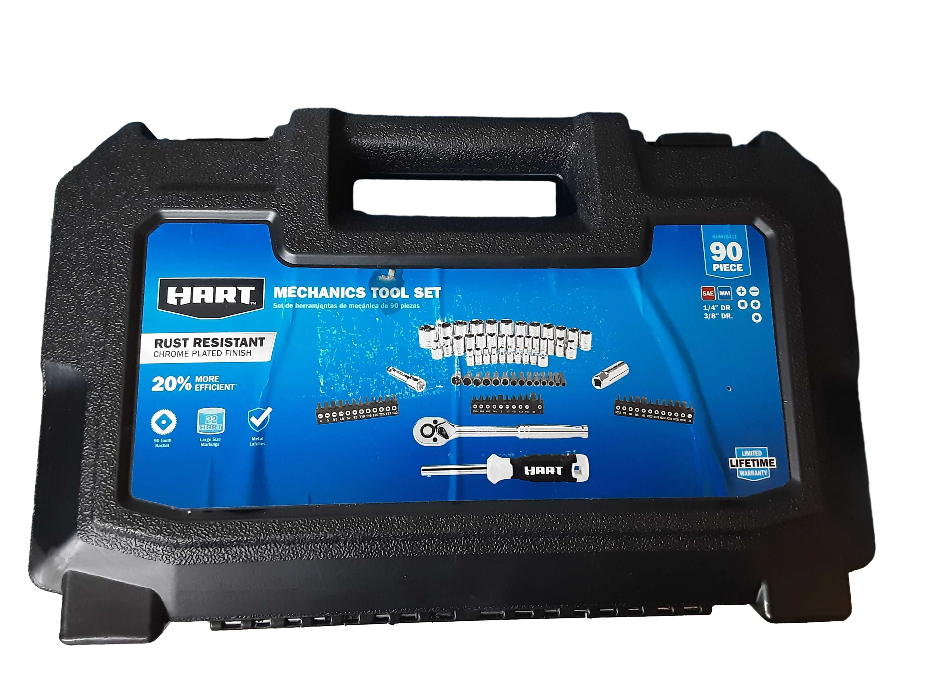 Hart 90 Piece Mechanics Tool Set Black Tool Box